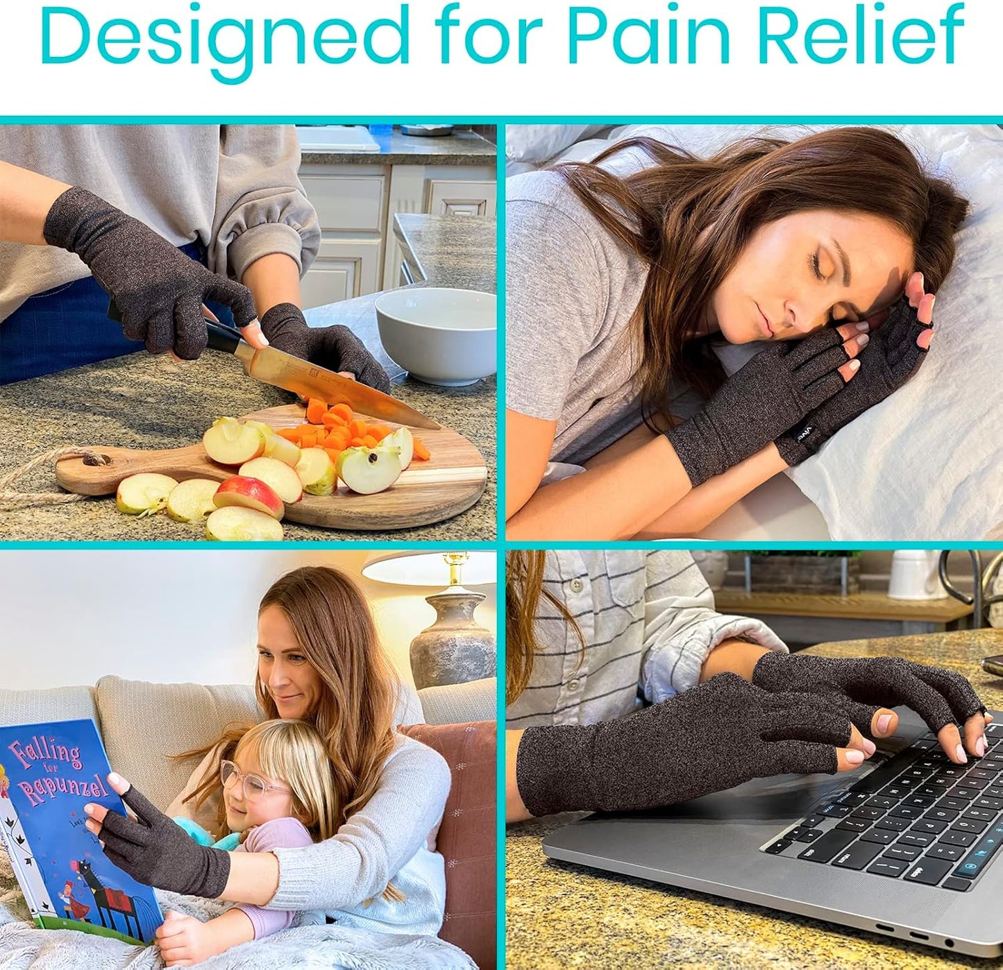 Arthritis Gloves - Men, Women Rheumatoid Compression Hand Glove for Osteoarthritis- Arthritic Joint Pain Relief - Carpal Tunnel Wrist Support - Open Finger, Fingerless Thumb for Computer Typing