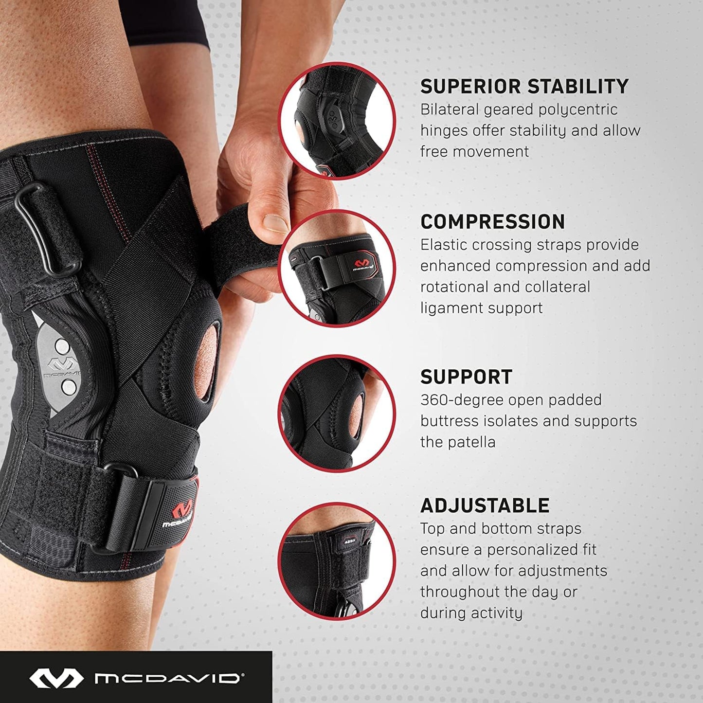 Hinged Knee Brace for Men and Women, Knee Brace with Side Stabilizers, Knee Compression Sleeves and Stability Straps for ACL, LCL, Arthritis, Tendonitis, MCL, Patella, Left and Right
