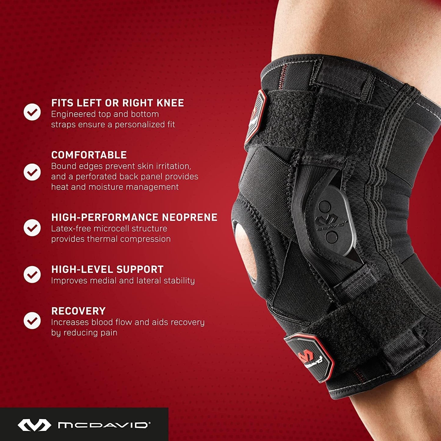 Hinged Knee Brace for Men and Women, Knee Brace with Side Stabilizers, Knee Compression Sleeves and Stability Straps for ACL, LCL, Arthritis, Tendonitis, MCL, Patella, Left and Right