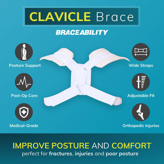 Clavicle Support Brace - Figure 8 Upper Back Brace Posture Corrector for Women and Men, Shoulder Straightener, Kyphosis Relief, Sling for Injuries and Fractures (Medium)