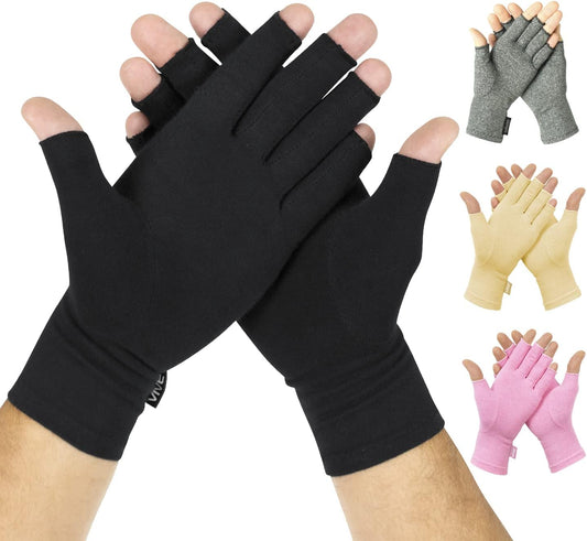 Arthritis Gloves - Men, Women Rheumatoid Compression Hand Glove for Osteoarthritis- Arthritic Joint Pain Relief - Carpal Tunnel Wrist Support - Open Finger, Fingerless Thumb for Computer Typing