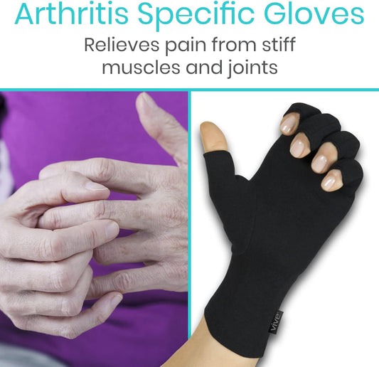 Arthritis Gloves - Men, Women Rheumatoid Compression Hand Glove for Osteoarthritis- Arthritic Joint Pain Relief - Carpal Tunnel Wrist Support - Open Finger, Fingerless Thumb for Computer Typing