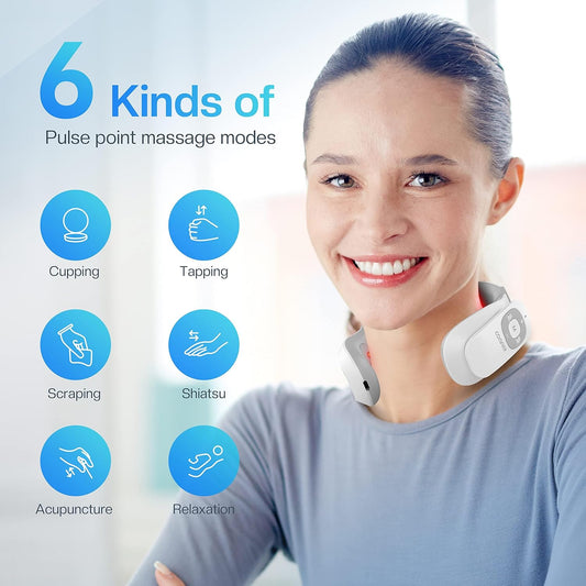 Portable Heated Neck Massager, FSA EMS Intelligent Electric Neck Massager with Heat and 3D Electrode Pads for Women Men