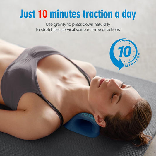 Neck Stretcher for Pain Relief, Neck and Shoulder Relaxer Cervical Neck Traction Device Pillow for TMJ Pain Relief… (Dark Blue)